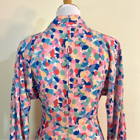 PALOMA BLUE Bronte Easter Colorful Midi Dress Boho front tie luxury women’s M - Picture 12 of 15